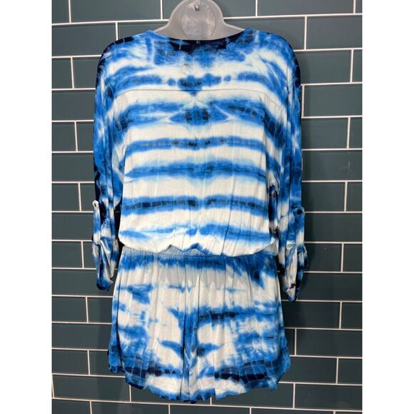 WOMENS YOUNG FABULOUS & BROKE BLUE TIE DYE LONG SLEEVE STRETCH KNIT ROMPER XS - Picture 6 of 12